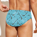 Hockey Stick And Puck Pattern Print Men's Swim Briefs