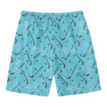 Hockey Stick And Puck Pattern Print Men's Swim Trunks