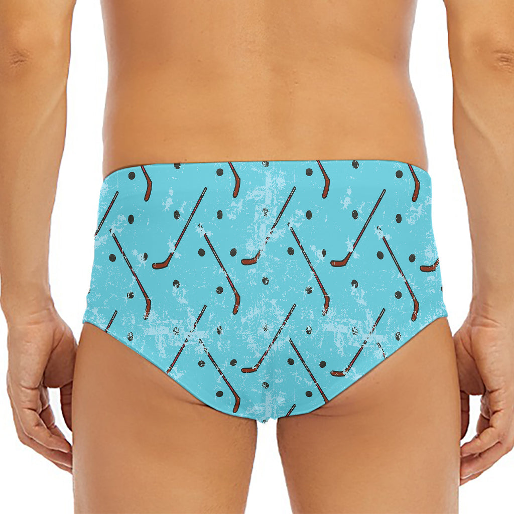 Hockey Stick And Puck Pattern Print Men's Triangle Swim Briefs