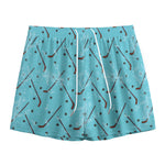 Hockey Stick And Puck Pattern Print Mesh Shorts