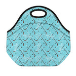 Hockey Stick And Puck Pattern Print Neoprene Lunch Bag