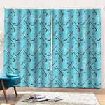 Hockey Stick And Puck Pattern Print Pencil Pleat Curtains