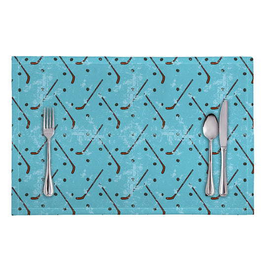 Hockey Stick And Puck Pattern Print Placemat