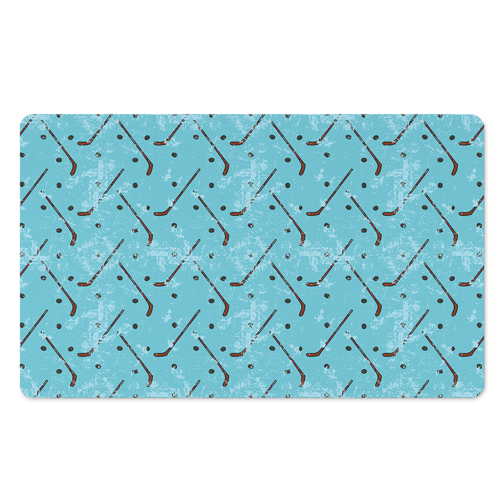 Hockey Stick And Puck Pattern Print Polyester Doormat