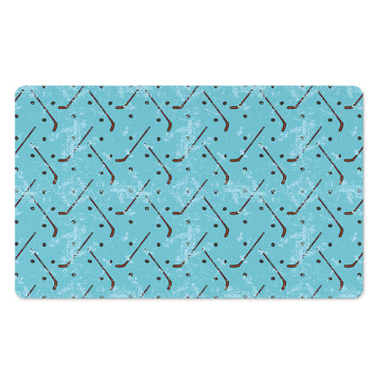 Hockey Stick And Puck Pattern Print Polyester Doormat