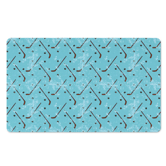 Hockey Stick And Puck Pattern Print Polyester Doormat