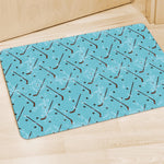 Hockey Stick And Puck Pattern Print Polyester Doormat