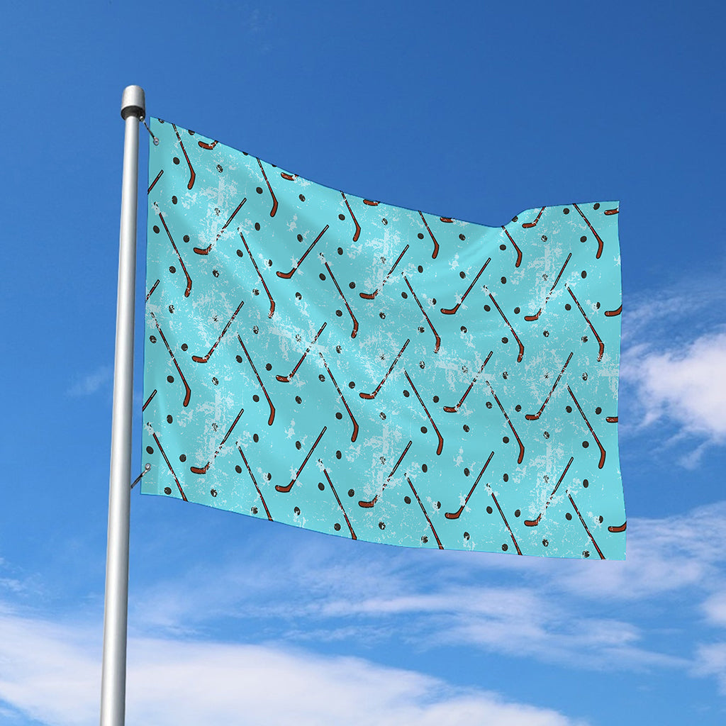 Hockey Stick And Puck Pattern Print Polyester Flag