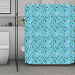 Hockey Stick And Puck Pattern Print Polyester Shower Curtain