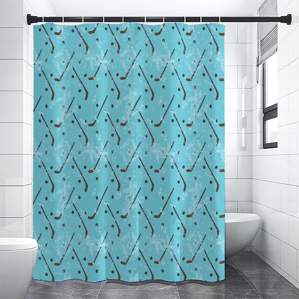 Hockey Stick And Puck Pattern Print Premium Shower Curtain