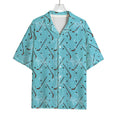 Hockey Stick And Puck Pattern Print Rayon Hawaiian Shirt