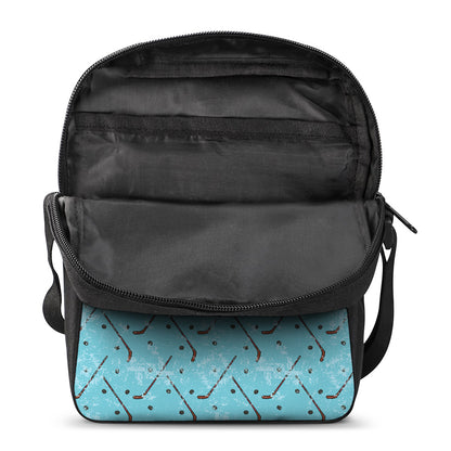Hockey Stick And Puck Pattern Print Rectangular Crossbody Bag