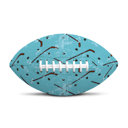 Hockey Stick And Puck Pattern Print Rugby Ball