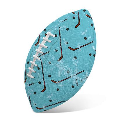 Hockey Stick And Puck Pattern Print Rugby Ball