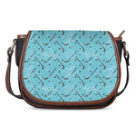 Hockey Stick And Puck Pattern Print Saddle Bag