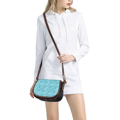 Hockey Stick And Puck Pattern Print Saddle Bag