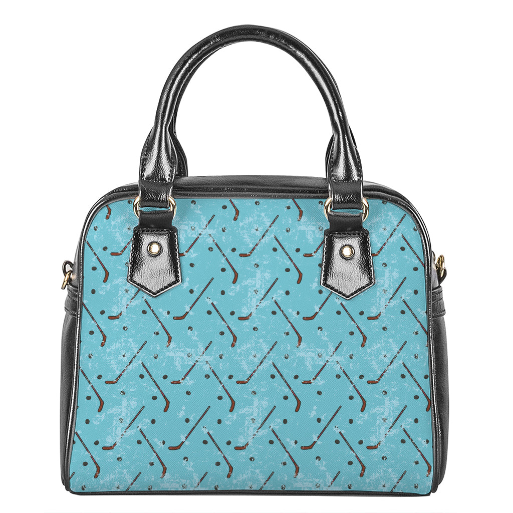 Hockey Stick And Puck Pattern Print Shoulder Handbag