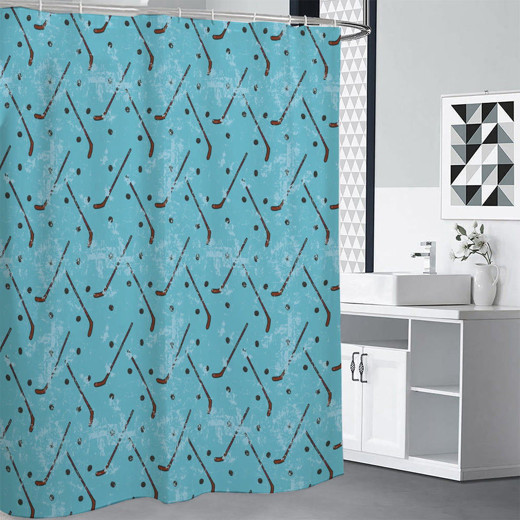 Hockey Stick And Puck Pattern Print Shower Curtain