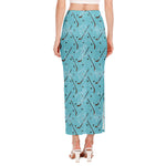 Hockey Stick And Puck Pattern Print Side Slit Maxi Skirt