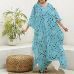 Hockey Stick And Puck Pattern Print Silk V-Neck Kaftan Dress