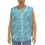 Hockey Stick And Puck Pattern Print Sleeveless Baseball Jersey