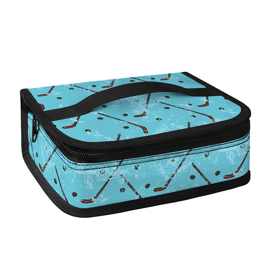 Hockey Stick And Puck Pattern Print Small Lunch Bag