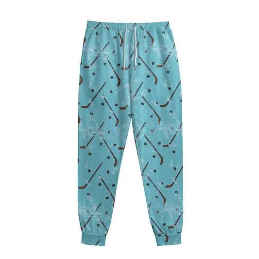 Hockey Stick And Puck Pattern Print Sweatpants