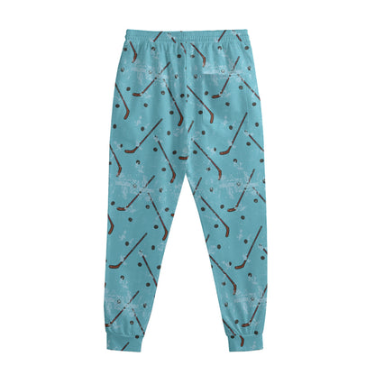 Hockey Stick And Puck Pattern Print Sweatpants