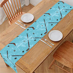 Hockey Stick And Puck Pattern Print Table Runner