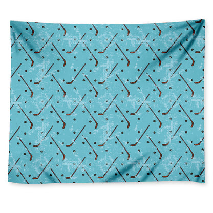 Hockey Stick And Puck Pattern Print Tapestry