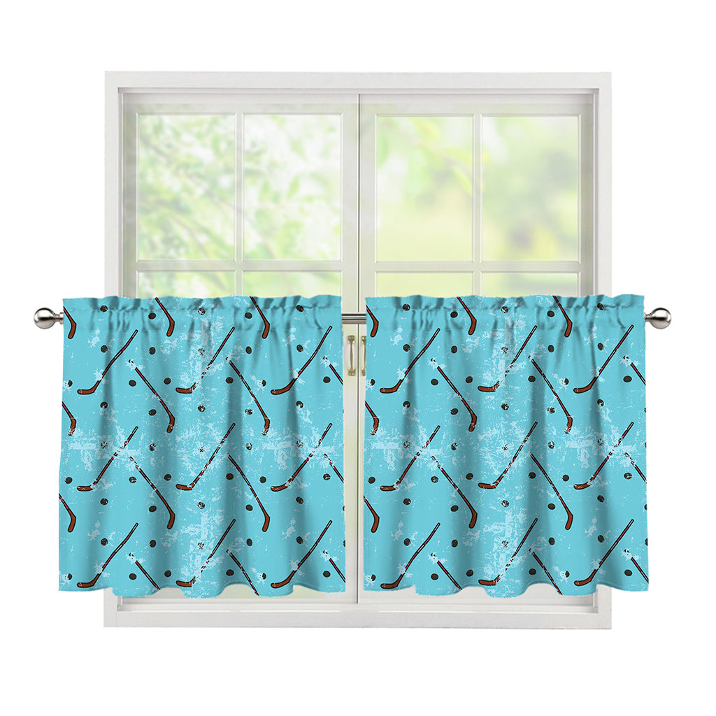 Hockey Stick And Puck Pattern Print Tier Curtains
