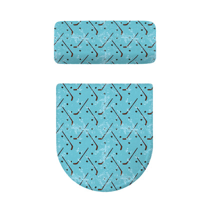 Hockey Stick And Puck Pattern Print Toilet Lid And Tank Cover Set