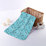 Hockey Stick And Puck Pattern Print Towel