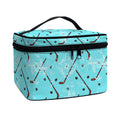 Hockey Stick And Puck Pattern Print Travel Makeup Bag