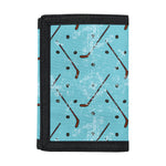 Hockey Stick And Puck Pattern Print Trifold Wallet