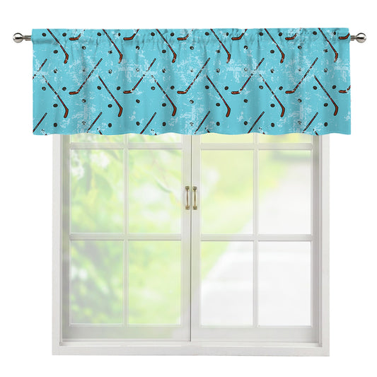 Hockey Stick And Puck Pattern Print Window Valance
