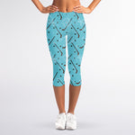Hockey Stick And Puck Pattern Print Women's Capri Leggings