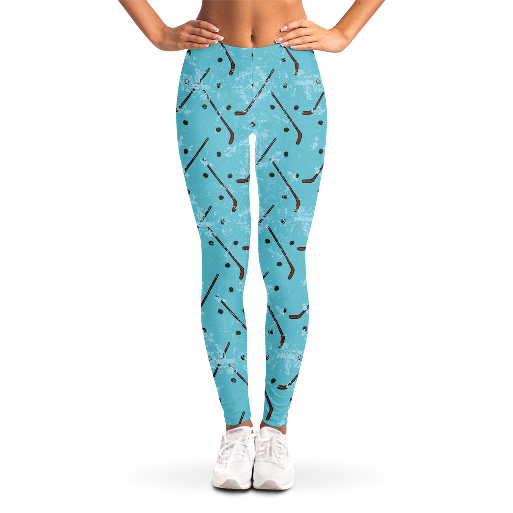 Hockey Stick And Puck Pattern Print Women's Leggings