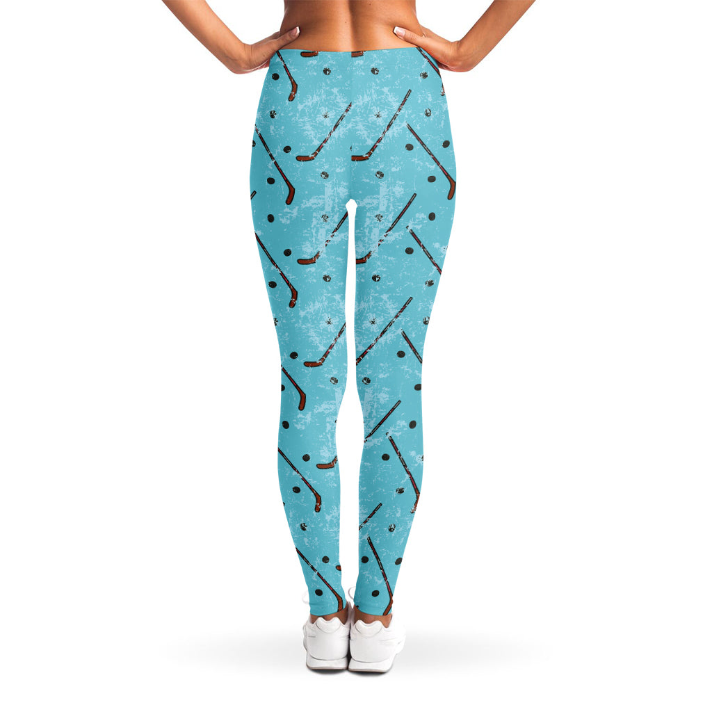 Hockey Stick And Puck Pattern Print Women's Leggings