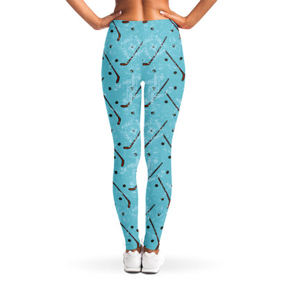 Hockey Stick And Puck Pattern Print Women's Leggings