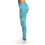 Hockey Stick And Puck Pattern Print Women's Leggings
