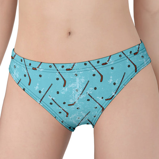 Hockey Stick And Puck Pattern Print Women's Panties