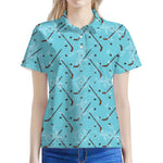 Hockey Stick And Puck Pattern Print Women's Polo Shirt