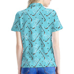 Hockey Stick And Puck Pattern Print Women's Polo Shirt