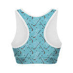 Hockey Stick And Puck Pattern Print Women's Sports Bra