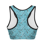 Hockey Stick And Puck Pattern Print Women's Sports Bra
