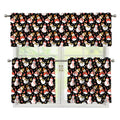 Holiday Snowman Pattern Print 3 Piece Kitchen Curtains