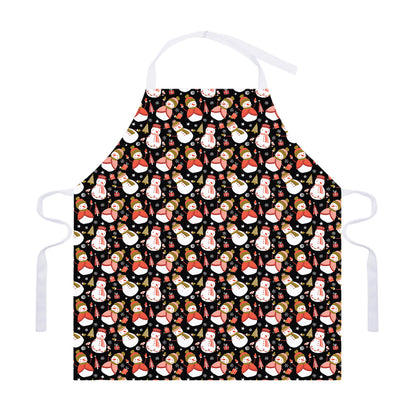 Holiday Snowman Pattern Print Adjustable Apron