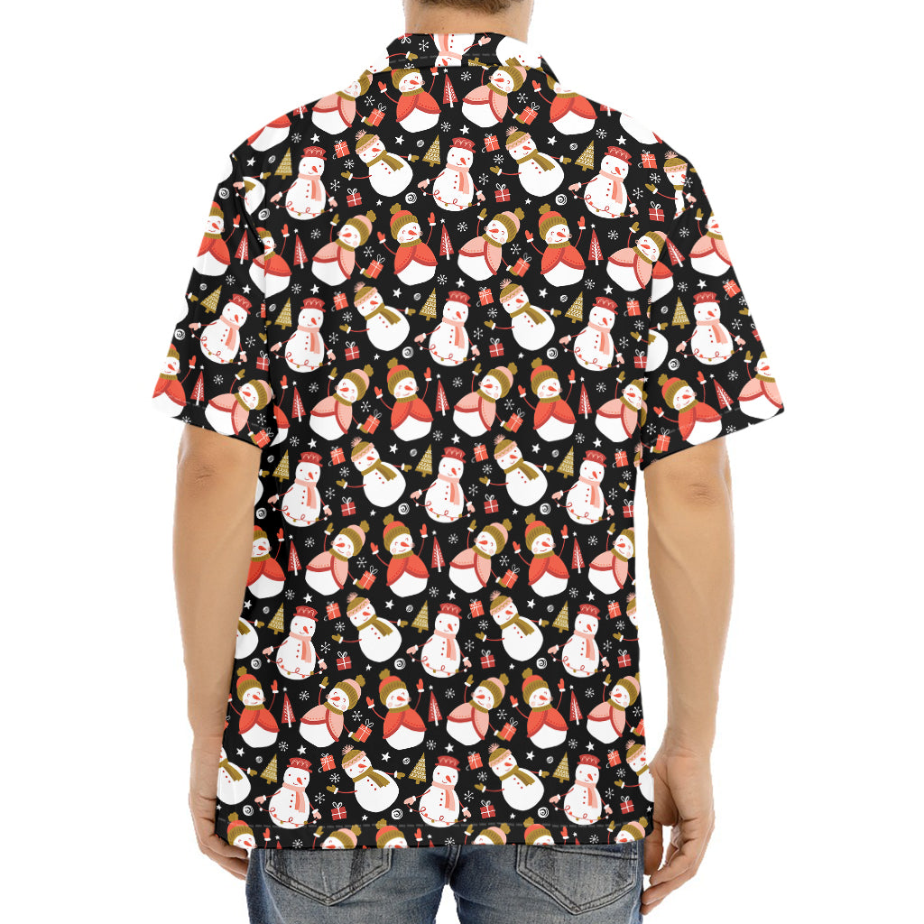 Holiday Snowman Pattern Print Aloha Shirt