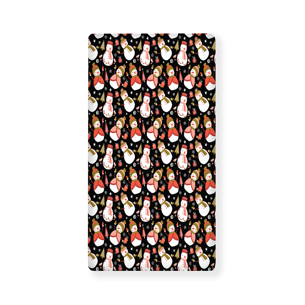 Holiday Snowman Pattern Print Baby Crib Sheet